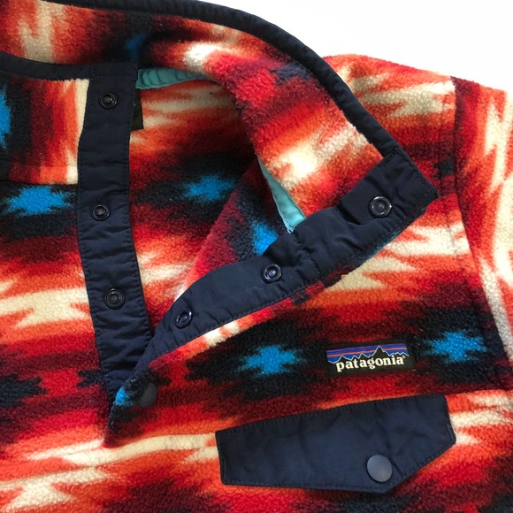 Patagonia Women Synchilla Snap T Fleece Pullover Aztec Wild Desert Print Top S - Picture 5 of 10